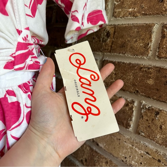 VTG 80s Retro NWT White & Pink Floral Print Short Sleeve Wrap Dress - Picture 5 of 11